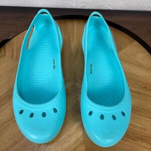 Crocs Women's Flats Ballet Shoes Turquoise Blue Size W10 Comfort Casual
